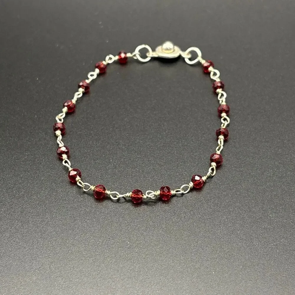 Garnet Bracelet, NEW, Handmade, Stackable, 9”